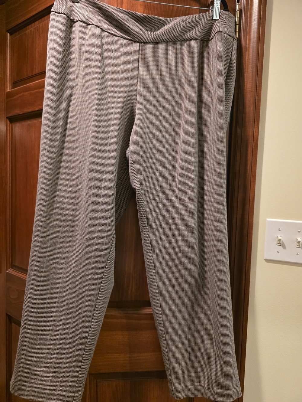 Brown Plaid Wide Leg Dress Pants